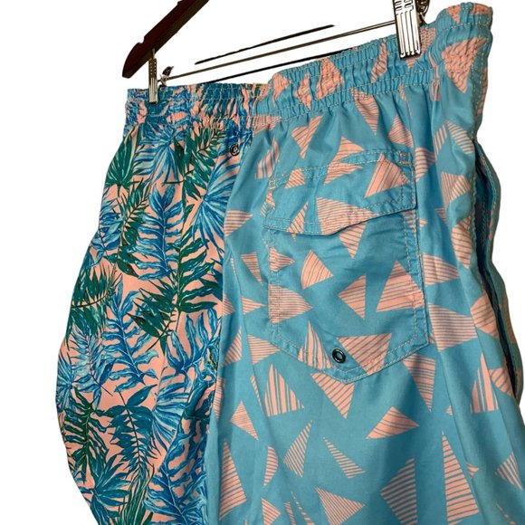 Charleston Threads Mens Swim Trunks XXL Blue Pink Parrot Short Elastic Waist - Picture 4 of 12